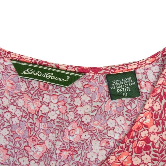 Eddie Bauer Ditsy Floral Print V Neck Side Zip Sleeveless Dress, Size 10P - Picture 3 of 9